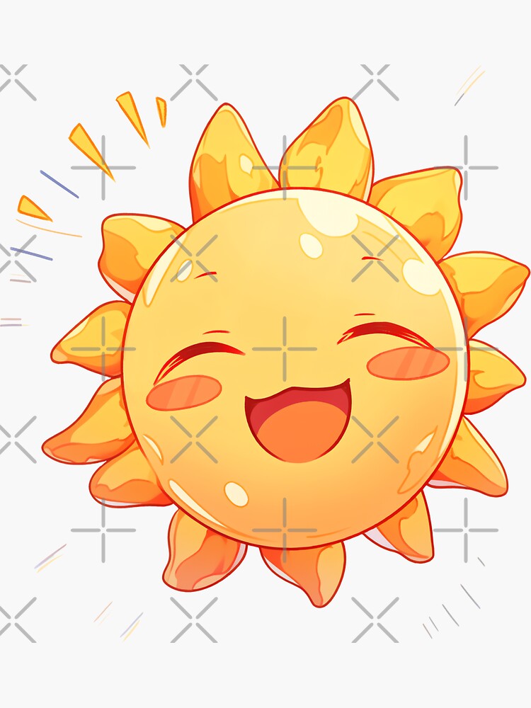 Sticker for Sale avec l'œuvre « Sourire mignon de soleil de Kawaii