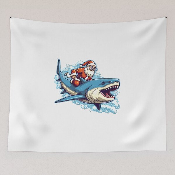 Item preview, Santa Claus riding a shark designed and sold by Rosaliartbook.