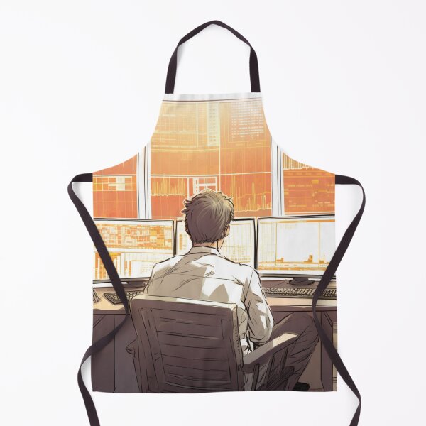 Item preview, A business man working at office with three computers designed and sold by isBotStore.