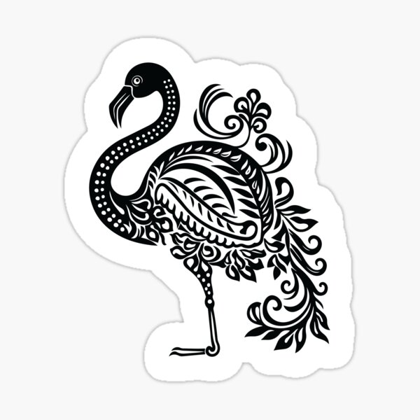Black Tribal Flamingo Tattoo Design
