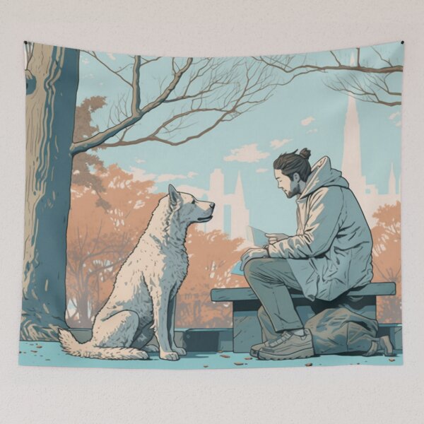 Item preview, A man and his dog look at each other designed and sold by isBotStore.