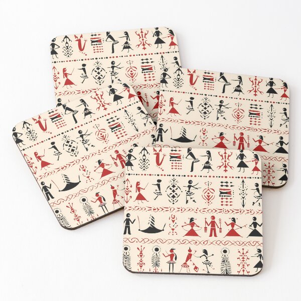 Item preview, Pattern Warli designed and sold by MTJ-Mushrooms.