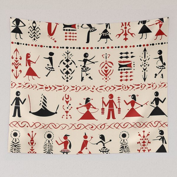 Item preview, Pattern Warli designed and sold by MTJ-Mushrooms.