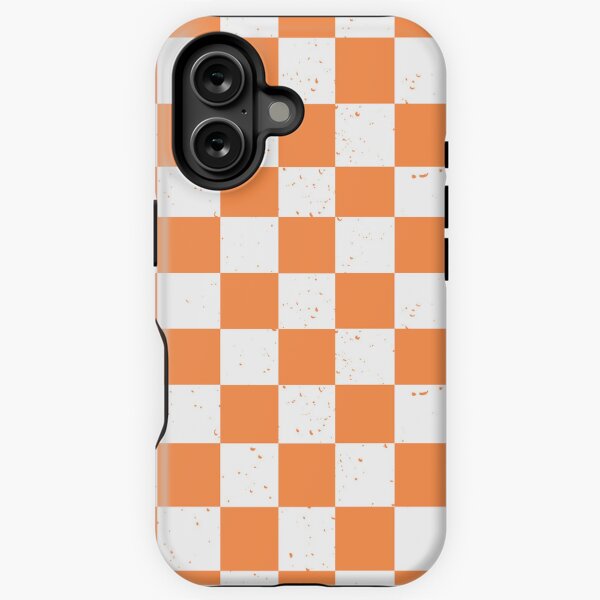 Vista previa del artículo con la obra «Patrón de tablero de ajedrez retro naranja y blanco», diseñado y vendido por musaiyabmumtaz.