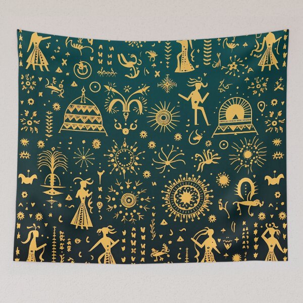 Item preview, Pattern Warli designed and sold by MTJ-Mushrooms.