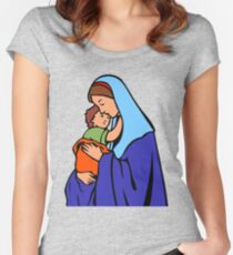 Camiseta entallada de cuello redondo Virgin Mary and Child-2