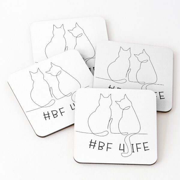 Item preview, Line art of two cats in black. BF 4 life  designed and sold by PodXDesigns.