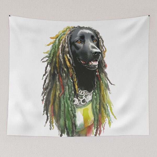 Item preview, Black Dog with Rasta Dreadlocks Reggae Animal designed and sold by EddieBalevo.