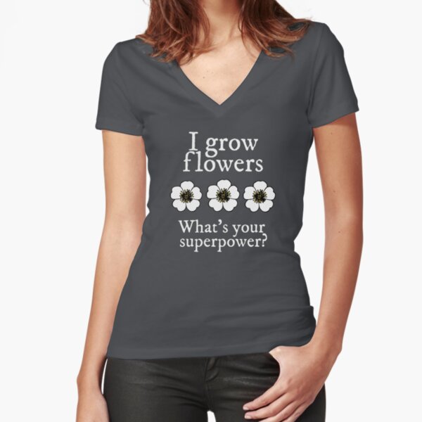Flower Gardener Grow Superpower  Fitted V-Neck T-Shirt