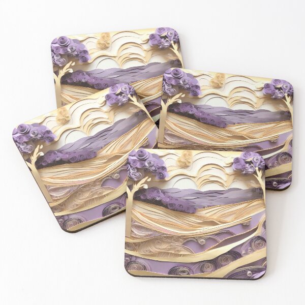 Item preview, Lavender field with hillside trees - Paper sculptures designed and sold by Pixeledfox.
