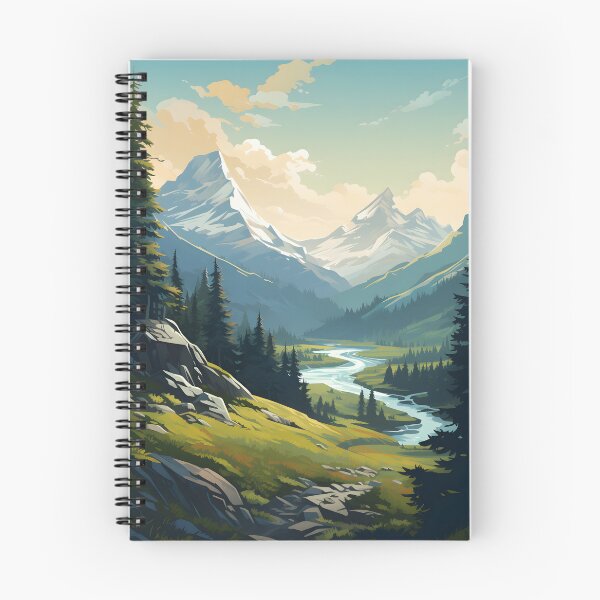 Item preview, green landscape with a river and mountain background  designed and sold by R&B Art and design.