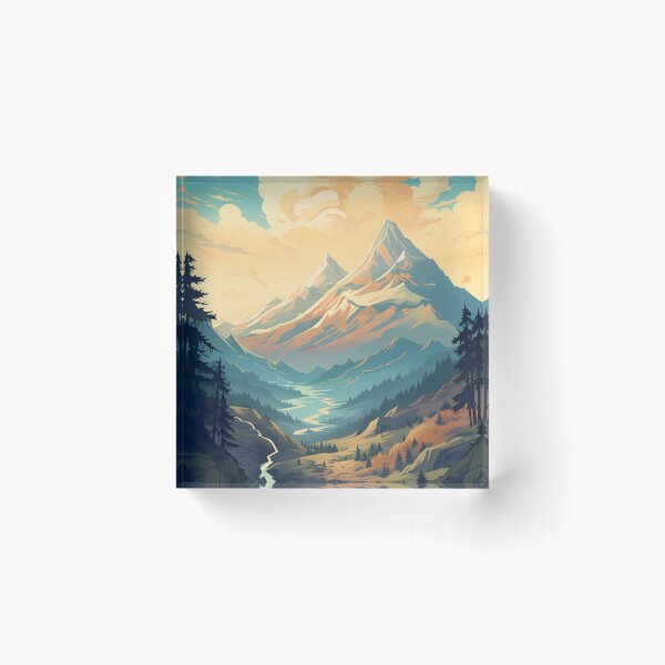 Item preview, landscape with a river and mountain background at sunset designed and sold by R&B Art and design.