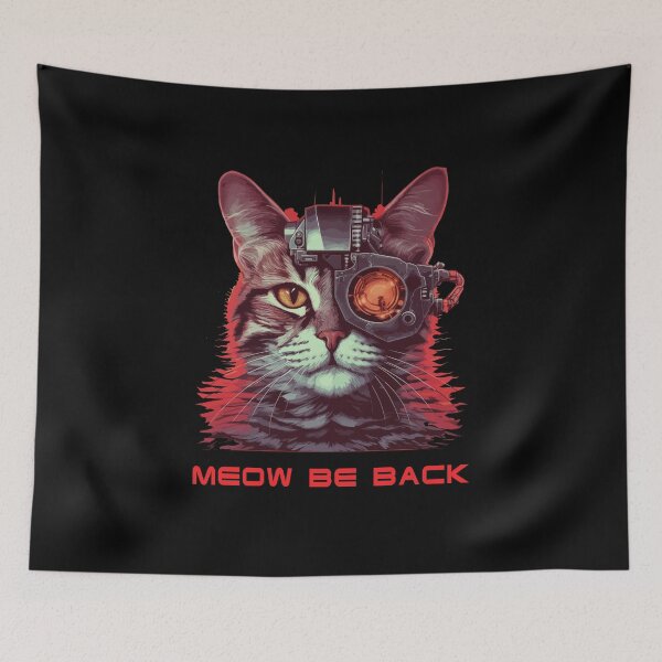 Aperçu de l'œuvre Retro 80s 90s Robot Cat Gifts Sci Fi Pun Funny Cat créée et vendue par KsuAnn.