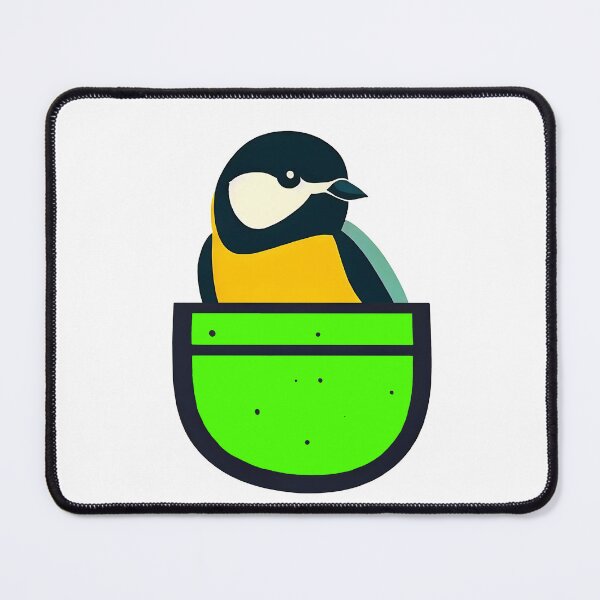 Item preview, Cute great tit in green pocket designed and sold by ColorOfBirds.