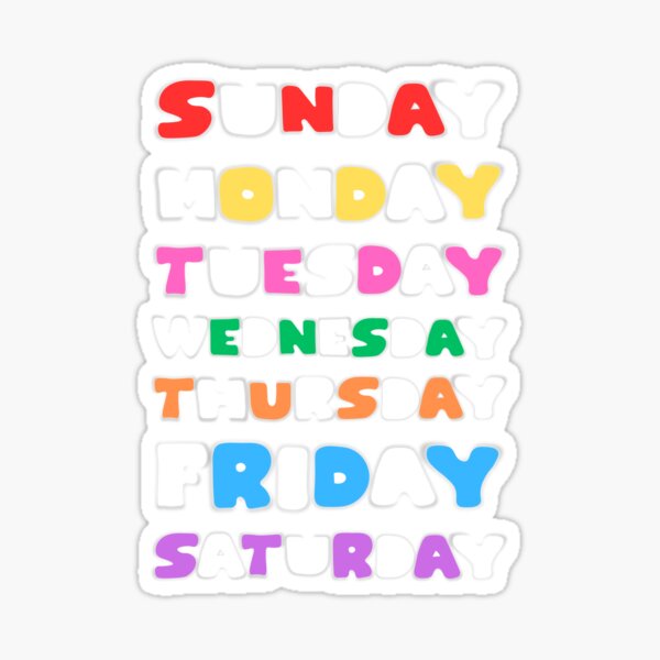 Cute days of the week - Day stickers By Thai Thanh Hieu