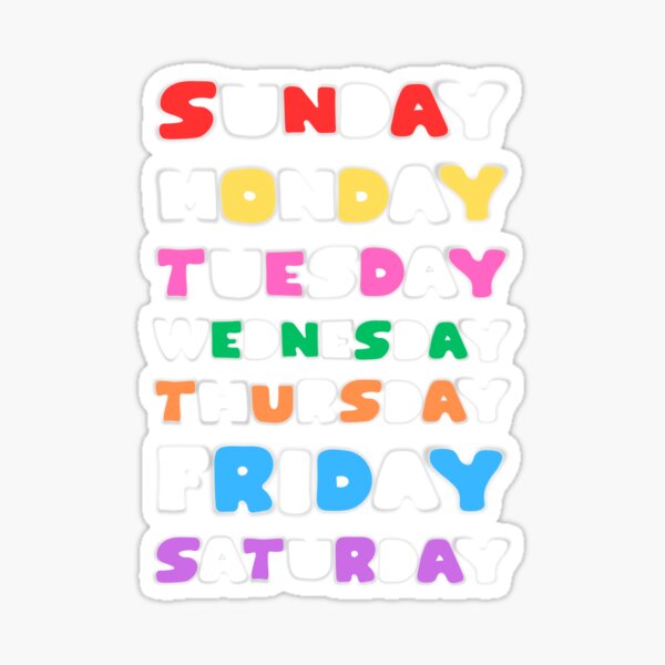 Days Of The Week Stickers for Sale