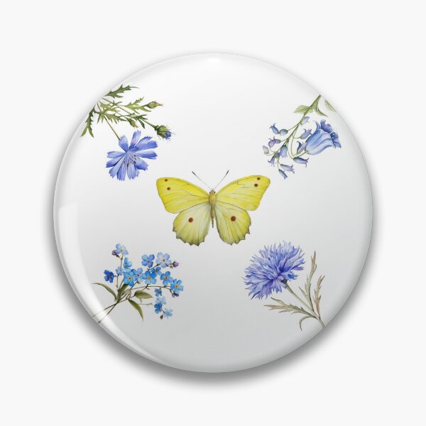 Item preview,  Herbarium and yellow butterfly retro floral watercolor pattern designed and sold by seredovandesign.