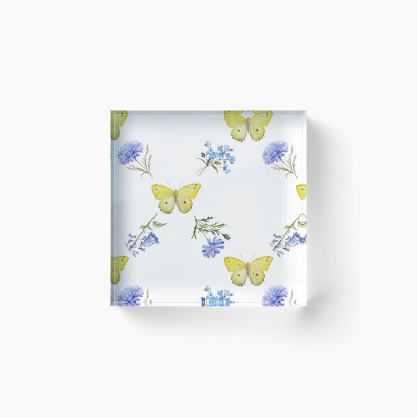 Artikelvorschau, Herbarium und gelbes Schmetterlings-Retro-Blumenaquarellmuster entworfen und verkauft von seredovandesign.