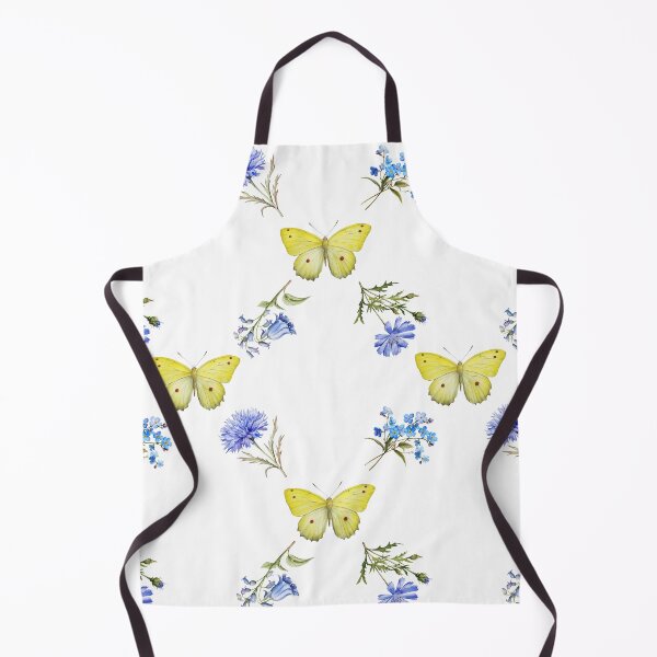 Item preview, Herbarium and yellow butterfly retro floral watercolor pattern designed and sold by seredovandesign.