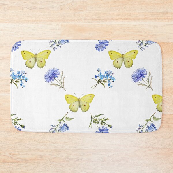 Item preview,  Herbarium and yellow butterfly retro floral watercolor pattern designed and sold by seredovandesign.