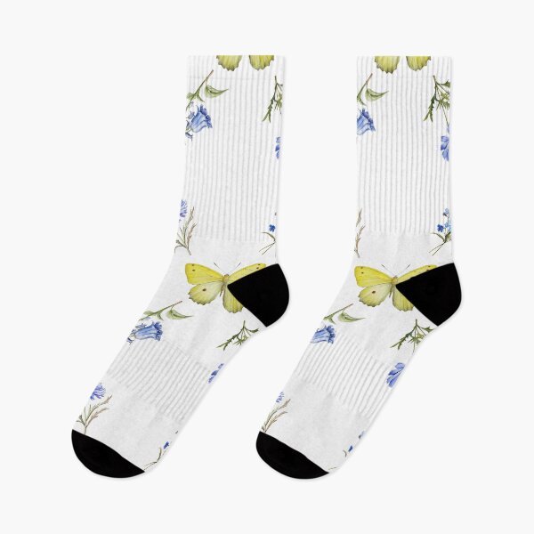 Item preview,  Herbarium and yellow butterfly retro floral watercolor pattern designed and sold by seredovandesign.