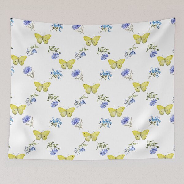 Item preview,  Herbarium and yellow butterfly retro floral watercolor pattern designed and sold by seredovandesign.