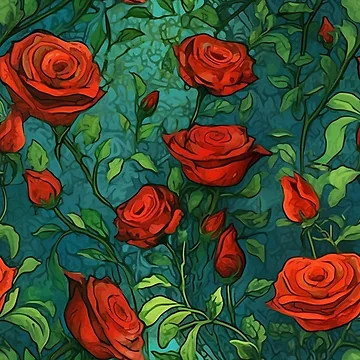Artwork thumbnail, Van Gogh Roses Pattern 13 by DigitalPatternx