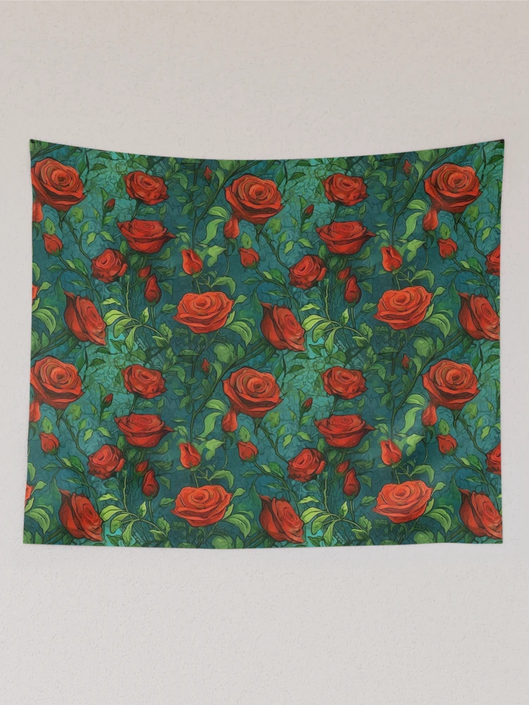 Thumbnail 2 of 3, Tapestry, Van Gogh Roses Pattern 13 designed and sold by DigitalPatternx.