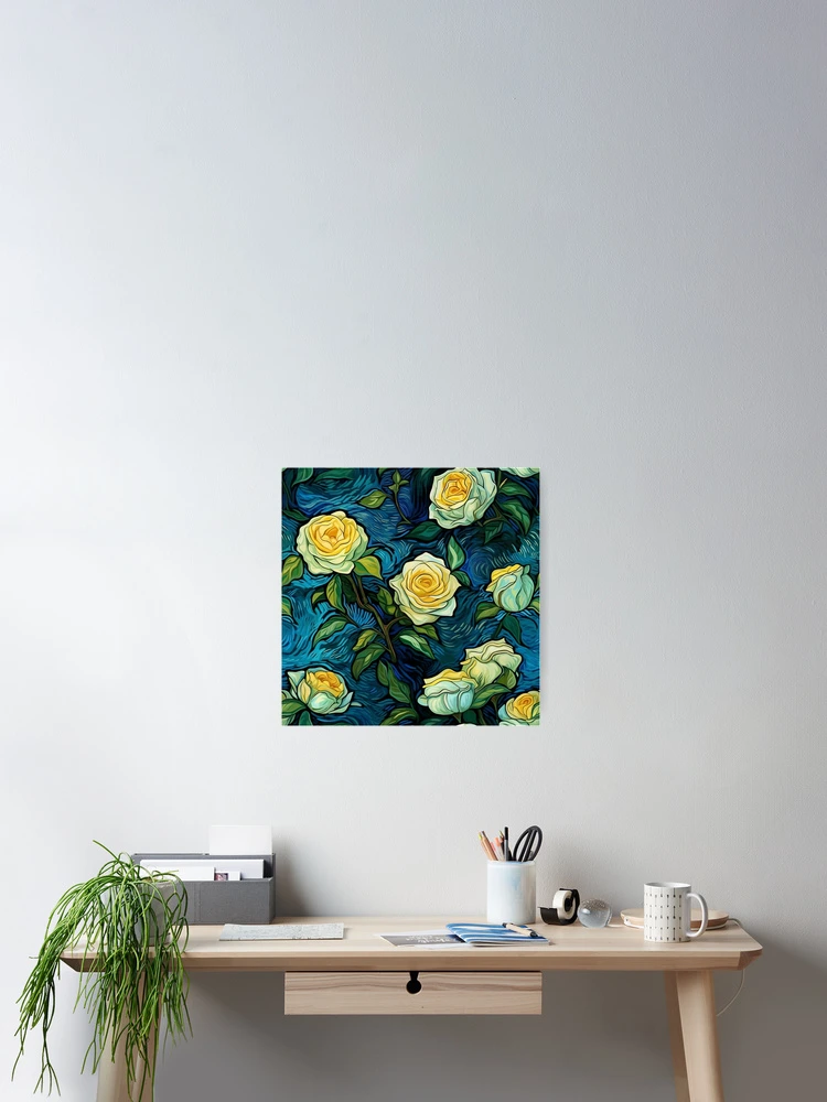 Thumbnail 2 of 3, Poster, Van Gogh Roses Pattern 14 designed and sold by DigitalPatternx.