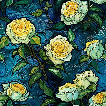 Artwork thumbnail, Van Gogh Roses Pattern 14 by DigitalPatternx