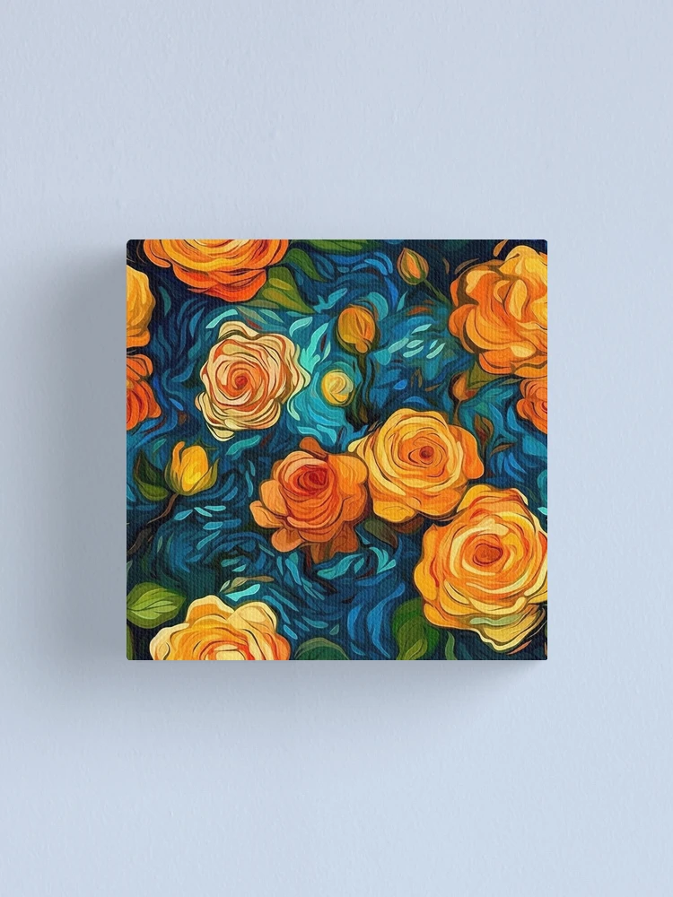 Thumbnail 1 of 3, Canvas Print, Van Gogh Roses Pattern 15 designed and sold by DigitalPatternx.