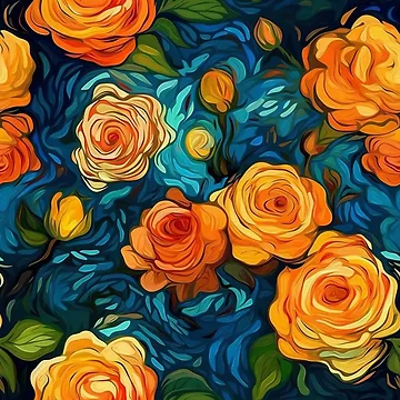 Artwork thumbnail, Van Gogh Roses Pattern 15 by DigitalPatternx