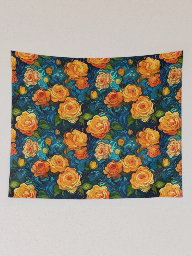Thumbnail 2 of 3, Tapestry, Van Gogh Roses Pattern 15 designed and sold by DigitalPatternx.
