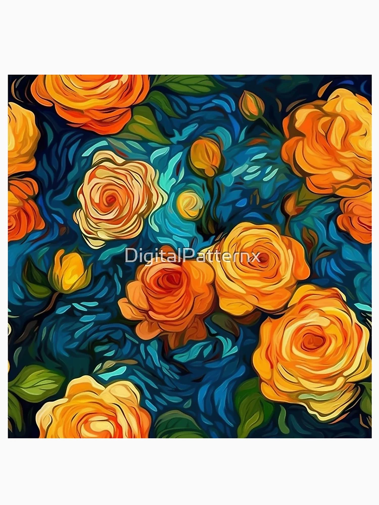 Thumbnail 6 of 6, Pullover Hoodie, Van Gogh Roses Pattern 15 designed and sold by DigitalPatternx.