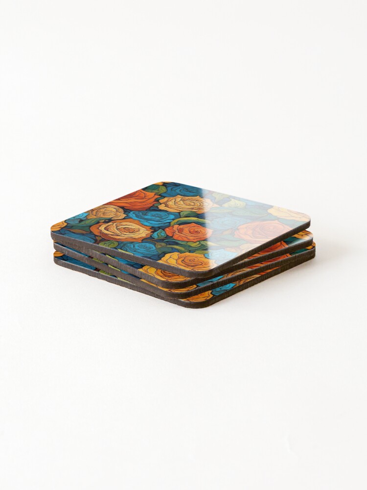 Thumbnail 4 of 5, Coasters (Set of 4), Van Gogh Roses Pattern 16 designed and sold by DigitalPatternx.