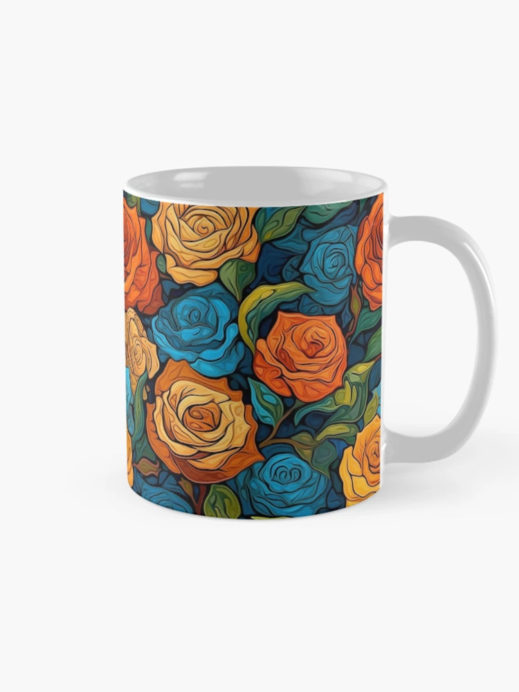 Thumbnail 3 of 6, Coffee Mug, Van Gogh Roses Pattern 16 designed and sold by DigitalPatternx.