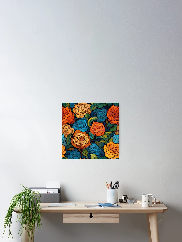 Thumbnail 2 of 3, Poster, Van Gogh Roses Pattern 16 designed and sold by DigitalPatternx.