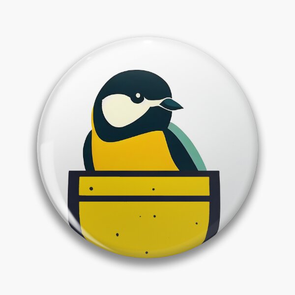 Item preview, Cute great tit in yellow pocket designed and sold by ColorOfBirds.