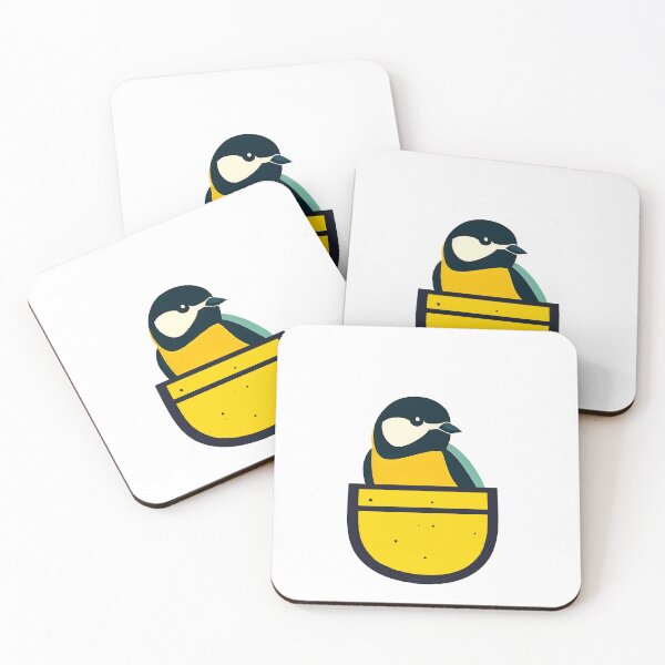 Item preview, Cute great tit in yellow pocket designed and sold by ColorOfBirds.