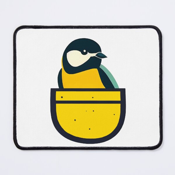Item preview, Cute great tit in yellow pocket designed and sold by ColorOfBirds.