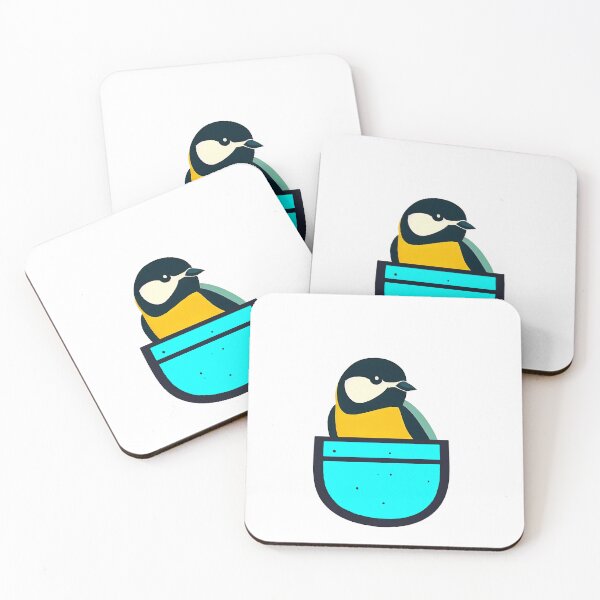 Item preview, Cute great tit in teal pocket designed and sold by ColorOfBirds.