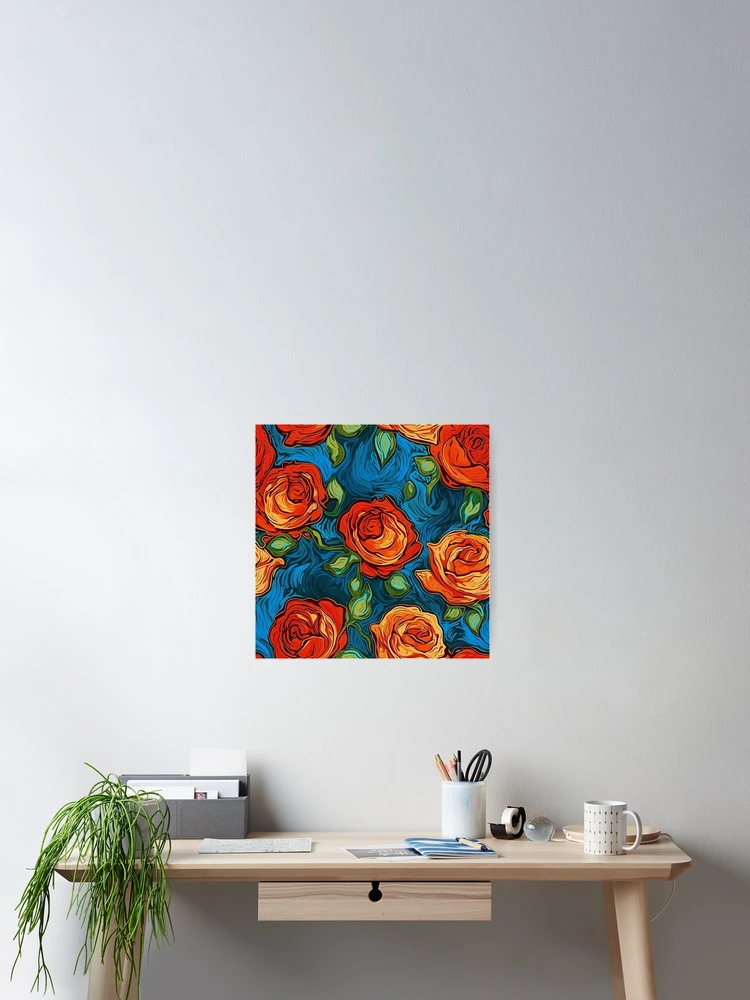 Thumbnail 2 of 3, Poster, Van Gogh Roses Pattern 17 designed and sold by DigitalPatternx.