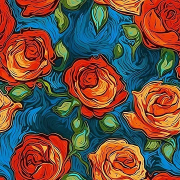 Artwork thumbnail, Van Gogh Roses Pattern 17 by DigitalPatternx