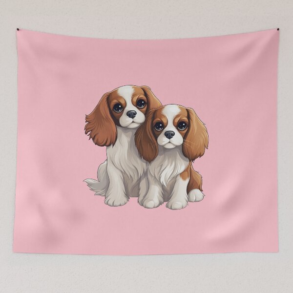 Item preview, Two cute Cavalier King Charles Spaniels sitting designed and sold by SatooDesign.