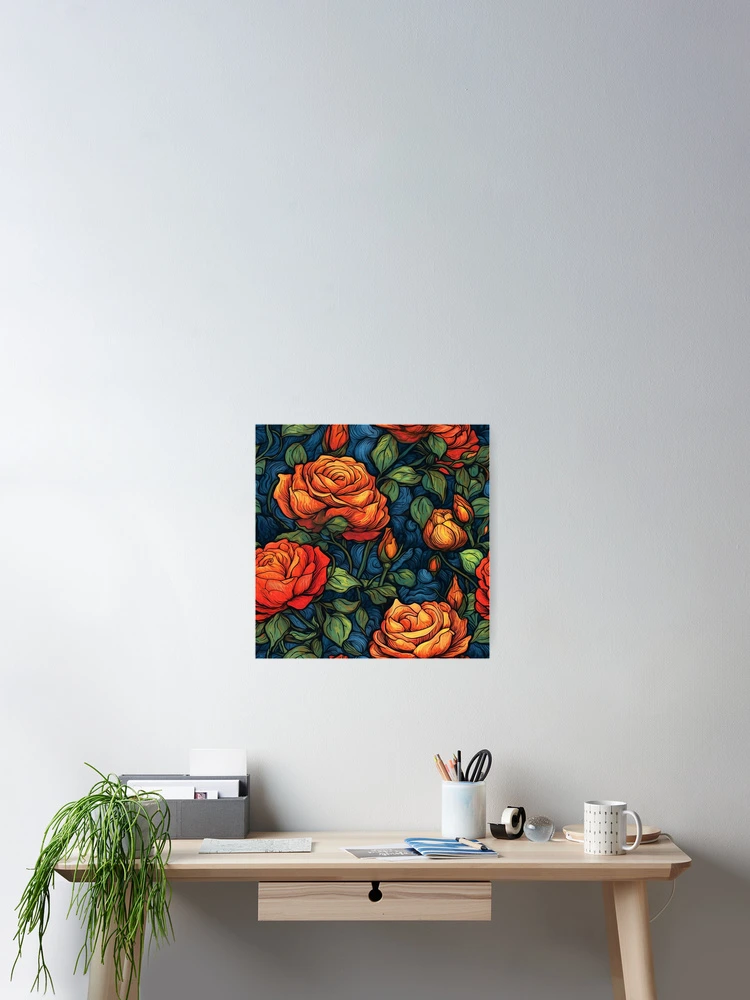 Thumbnail 2 of 3, Poster, Van Gogh Roses Pattern 19 designed and sold by DigitalPatternx.