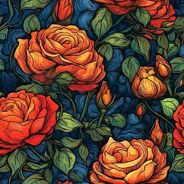 Artwork thumbnail, Van Gogh Roses Pattern 19 by DigitalPatternx