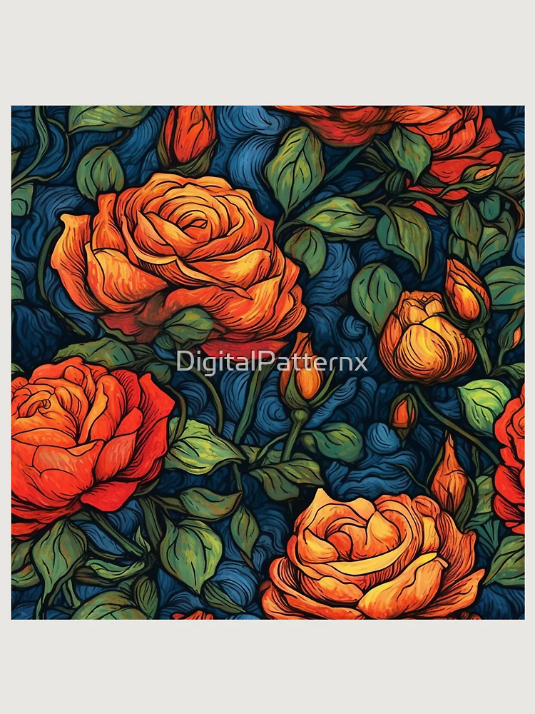 Thumbnail 6 of 6, Premium Oversized Hoodie, Van Gogh Roses Pattern 19 designed and sold by DigitalPatternx.