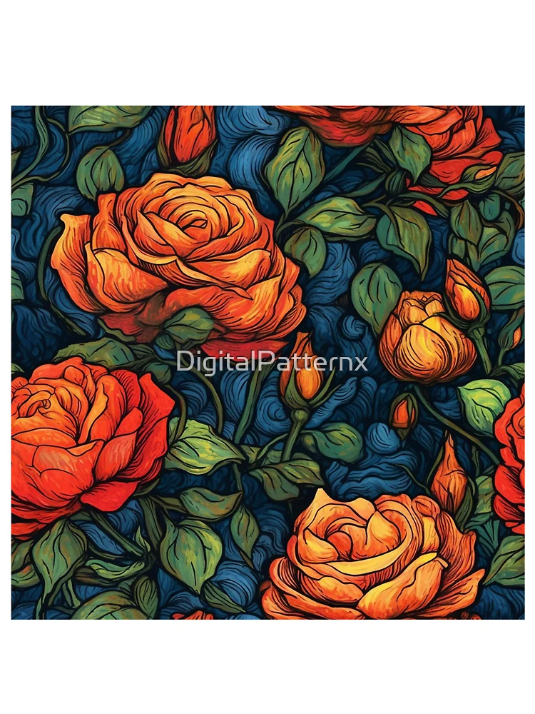 Thumbnail 7 of 7, Oversized T-Shirt, Van Gogh Roses Pattern 19 designed and sold by DigitalPatternx.
