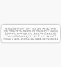 the maze runner - 'in english we say...' Sticker