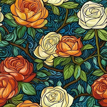 Artwork thumbnail, Van Gogh Roses Pattern 20 by DigitalPatternx
